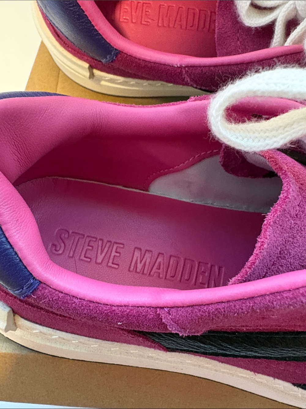 Steve Madden Kickflip Pink Suede Platform Sneakers with Black Accent - Picture 6 of 12